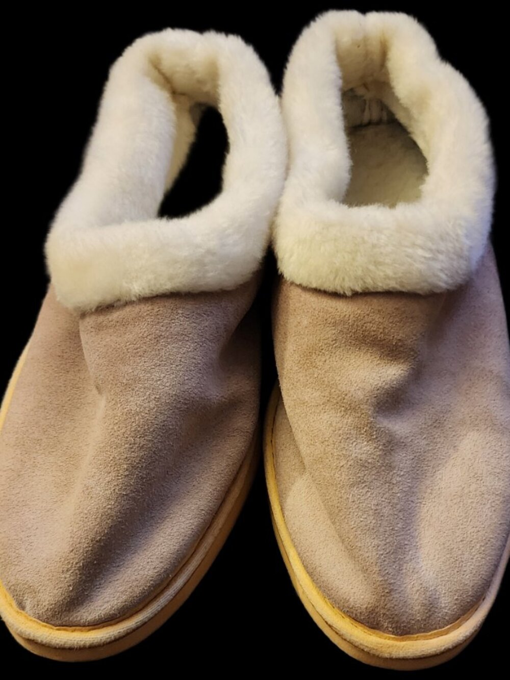 Cozy Men's Taupe Faux Fur Lined Slip-On House Slippers Size 10 Indoor Outdoor